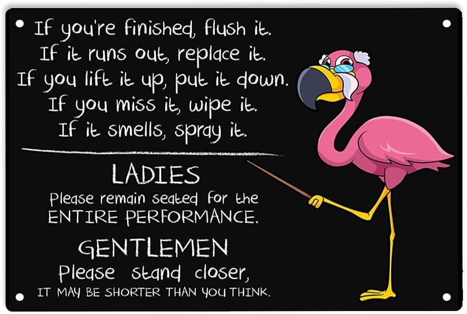 Home Bathroom Rules - 1p, ERMUHEY Roze Flamingo Badkamerregels Teken