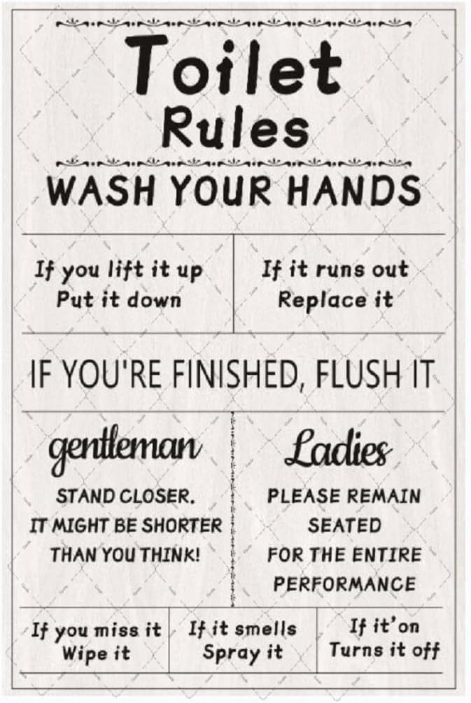 Home Bathroom Rules - Cusde Toiletregels Metalen Tin Bord Was