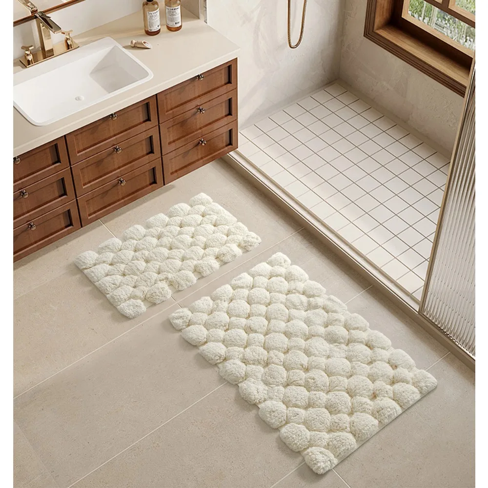 Zara Home Bathroom Mat - Ivoorkleurige 2-delige katoenen badkleedset – 40x60cm&50x80cm