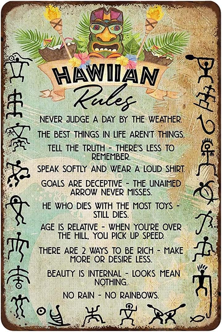 Home Bathroom Rules - Rustieke retro metalen blikken bord Hawaiiaanse