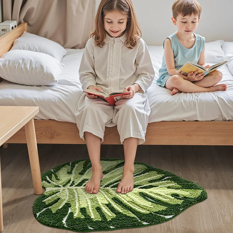 Zara Home Bathroom Mat - VIKAMA Antislipbadmat Green Leaf Design Badkamervloermat