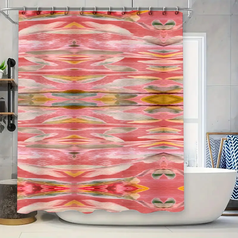 Home Bathroom Design Ideas - Abstract aquarel douchegordijn roze kleurrijk badkamer