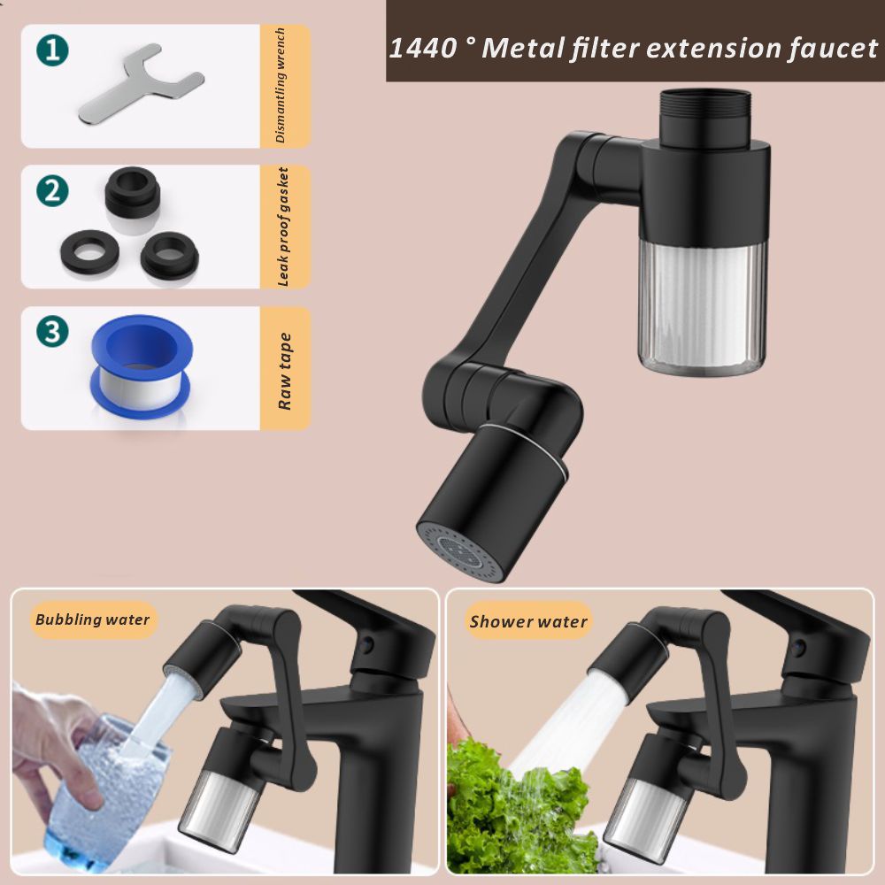 Home Bathroom Faucets - Nieuw Zwart 1440 ° Draaibaar met