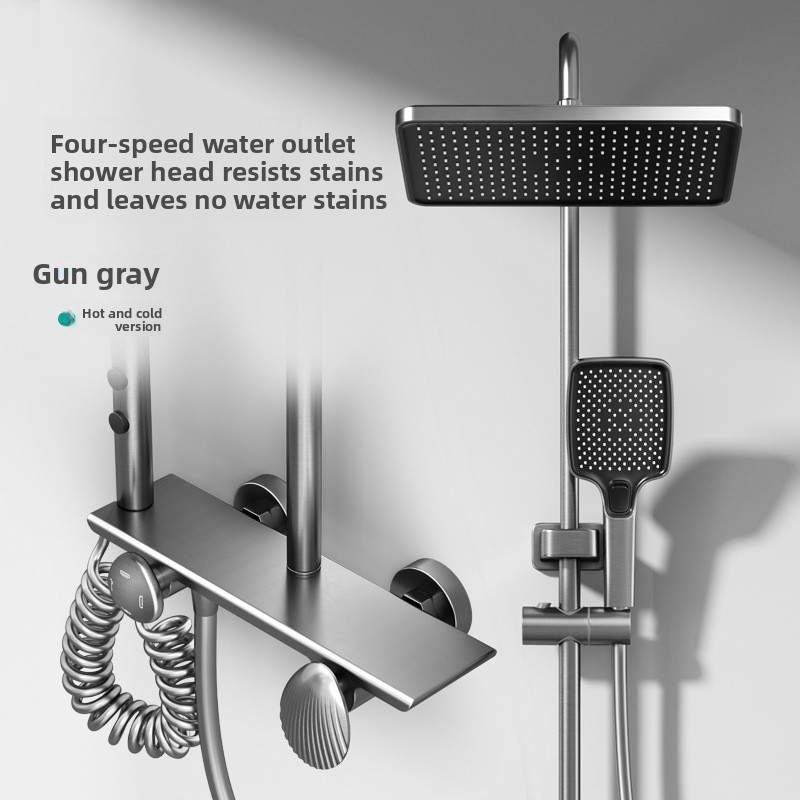 Home Bathroom Faucets - Volledig koperen gunmetal douchekraanset thermostatisch drukverhogend