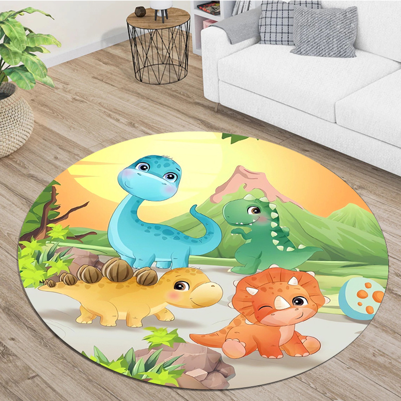 Zara Home Bathroom Mat - Schattig cartoon dinosaurus berg zonsondergang rond