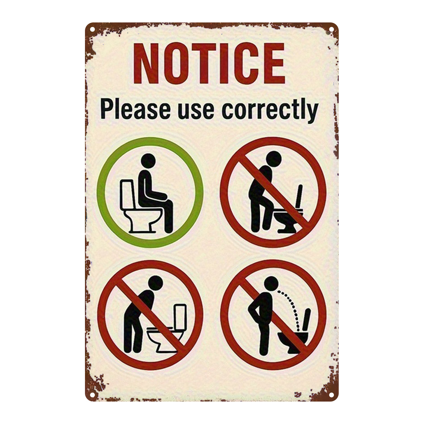 Home Bathroom Rules - Vintage platte 2D aluminium wanddecoratie 8x12
