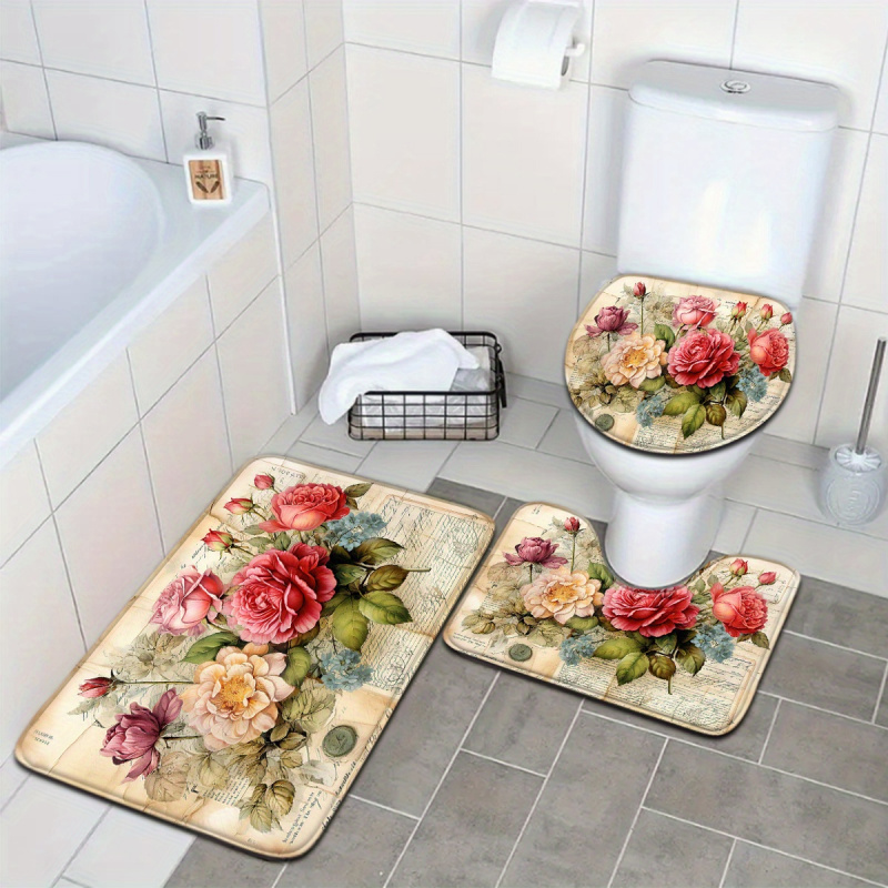 Zara Home Bathroom Mat - VIKAMA Vintage bloemenbadmat in olieverfstijl, waterabsorberend
