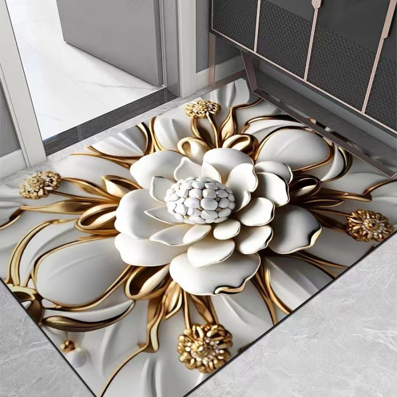 Zara Home Bathroom Mat - VIKAMA Light Luxury Lotus badkamertapijt, waterabsorberende
