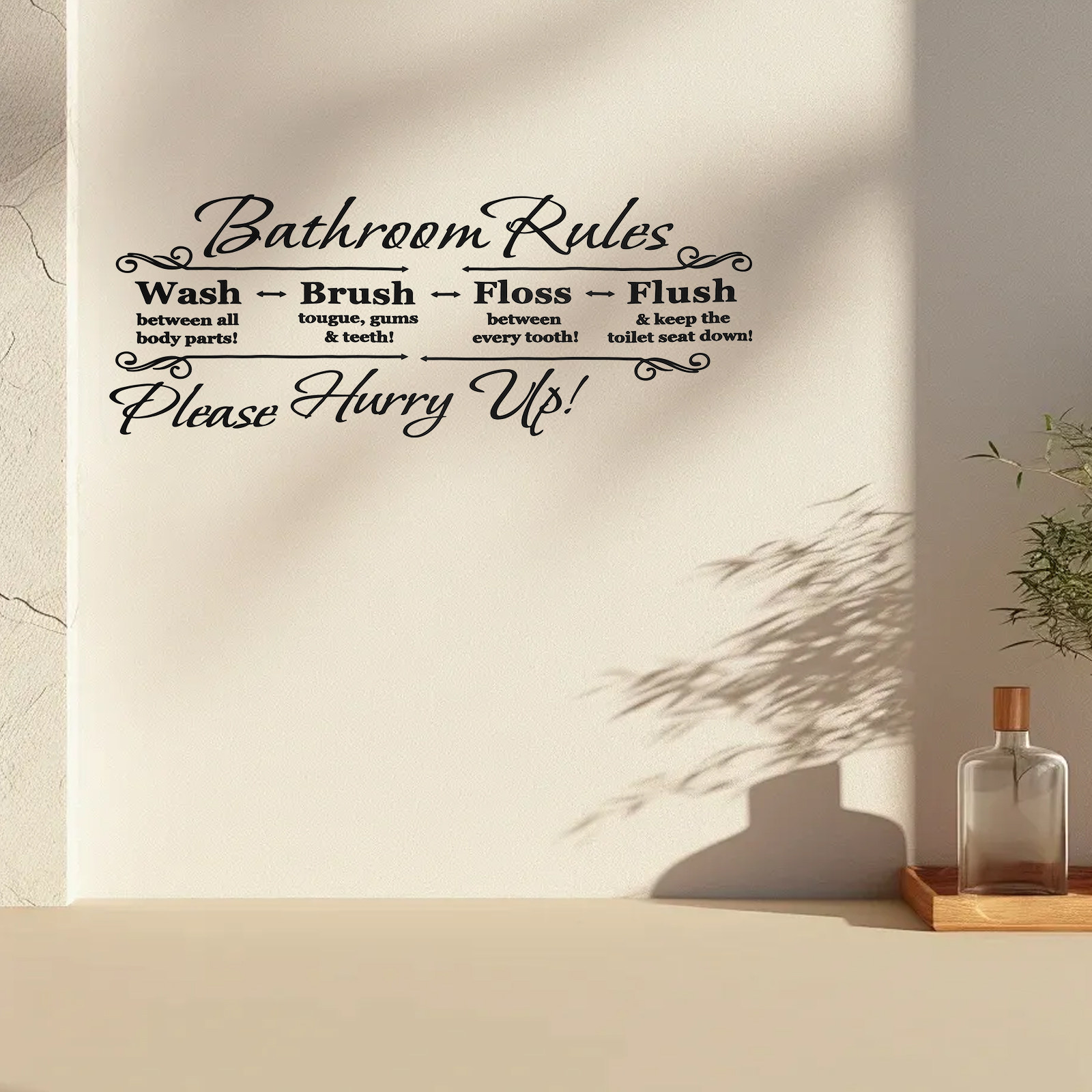 Badkamerregels Muursticker Ver - Home Bathroom Rules recensie en prijs