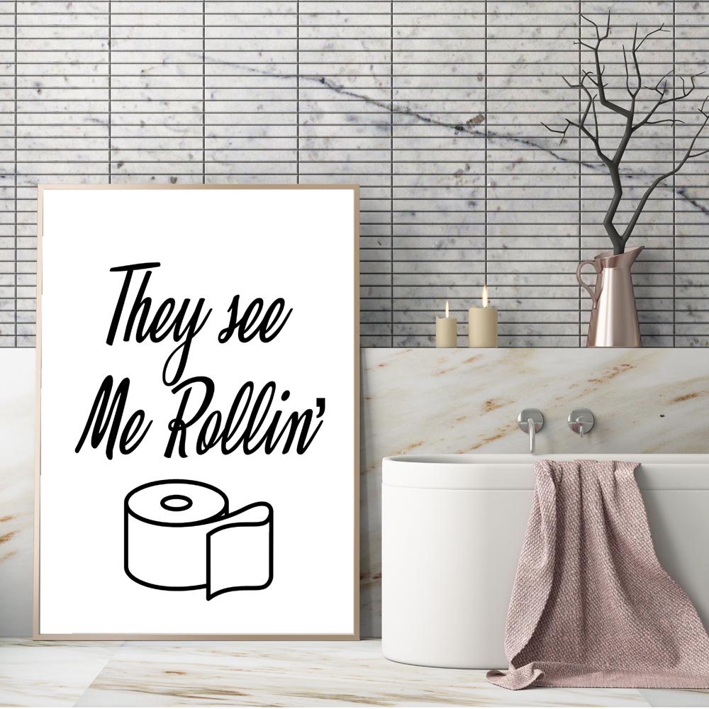 Wall Art Canvas Schilderij Gra - Home Bathroom Rules recensie en prijs