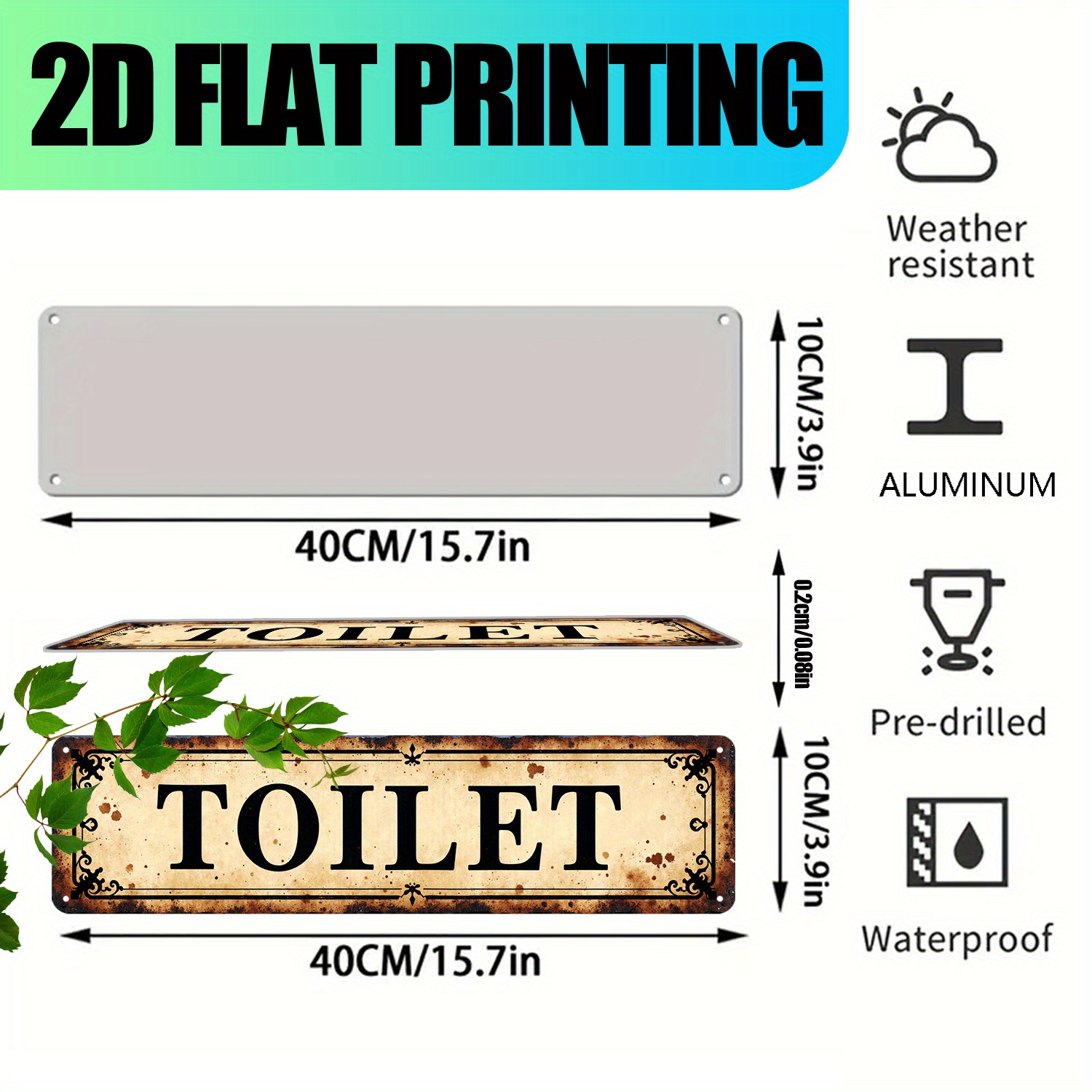 2D plat, vintage aluminium muu - Home Bathroom Wall Decor recensie en prijs