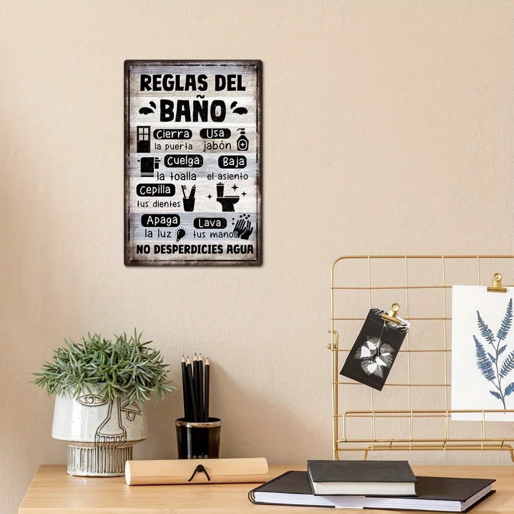 1 stuk Spaans vintage metalen  - Home Bathroom Rules recensie en prijs