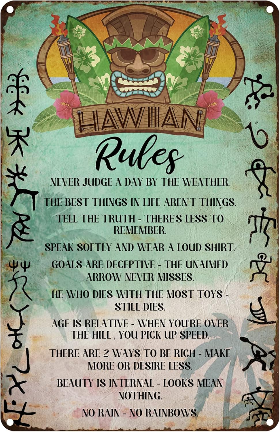 Vintage blikken bord Hawaiiaan - Home Bathroom Rules recensie en prijs