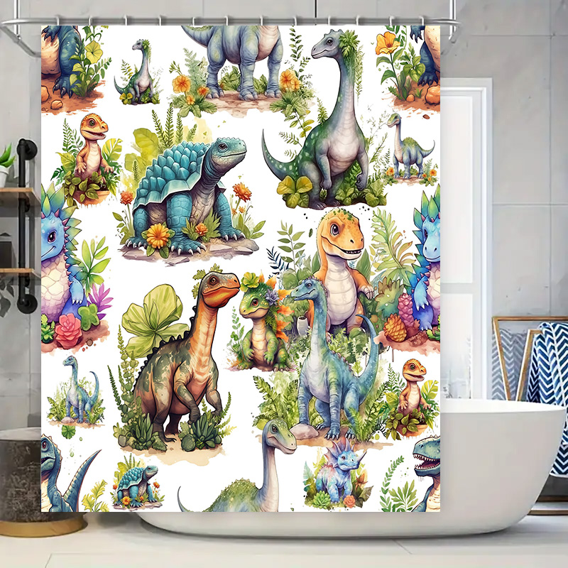 Kleurrijk dinosaurus douchegor - Home Bathroom Design Ideas recensie en prijs