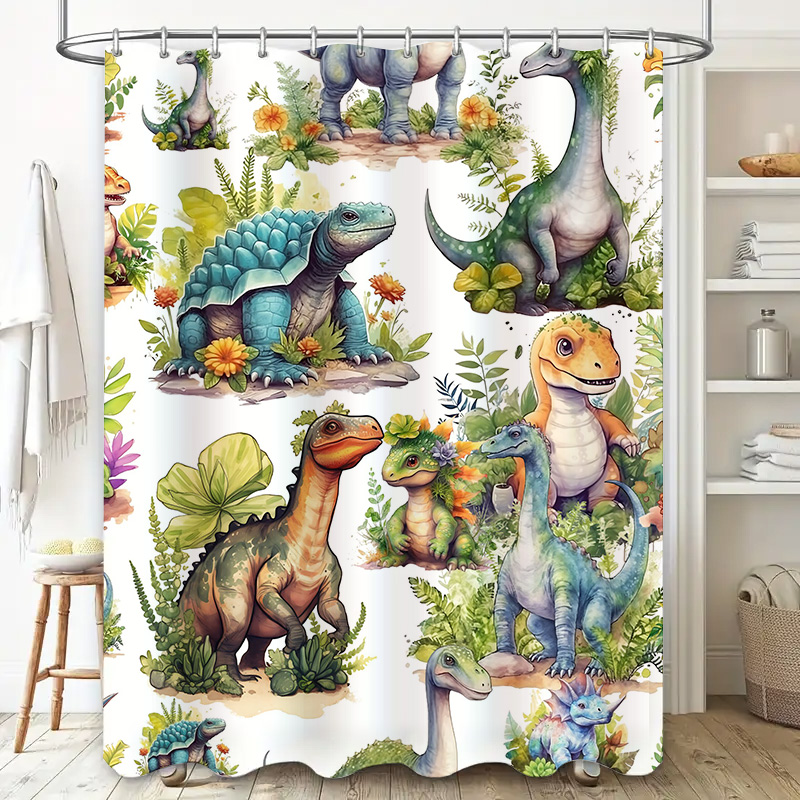 Kleurrijk dinosaurus douchegor - Home Bathroom Design Ideas recensie en prijs