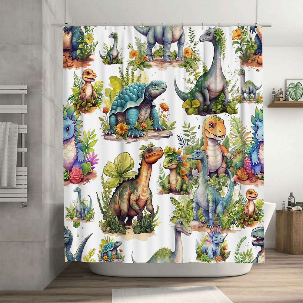 Kleurrijk dinosaurus douchegor - Home Bathroom Design Ideas recensie en prijs