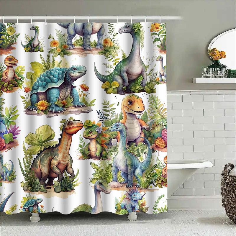 Kleurrijk dinosaurus douchegor - Home Bathroom Design Ideas recensie en prijs