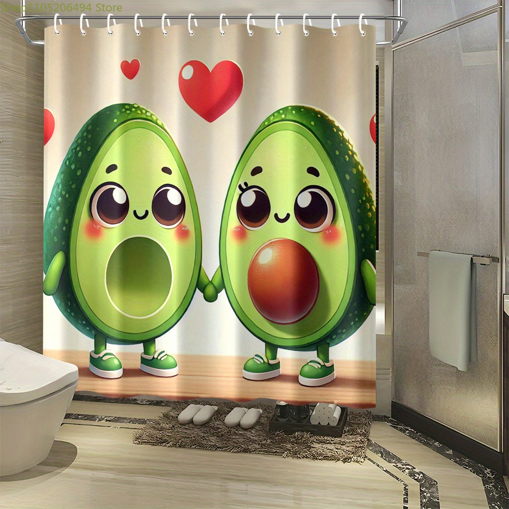 Schattig douchegordijn met avo - Home Bathroom Design Ideas recensie en prijs