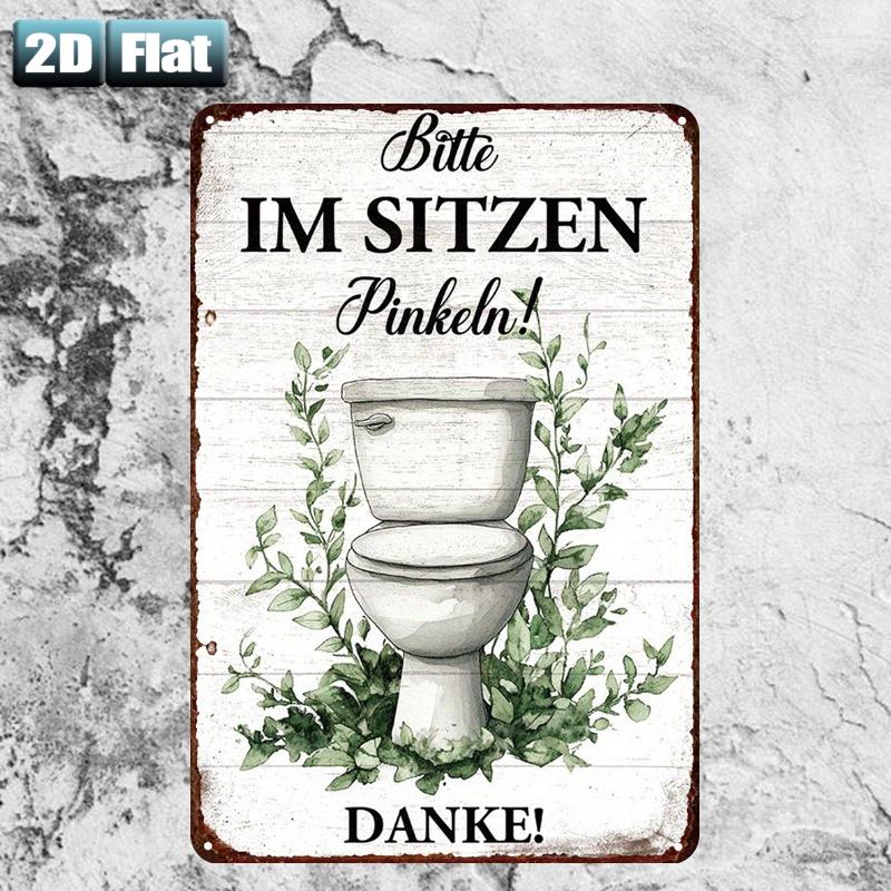 Retro metalen bord met de teks - Home Bathroom Rules recensie en prijs