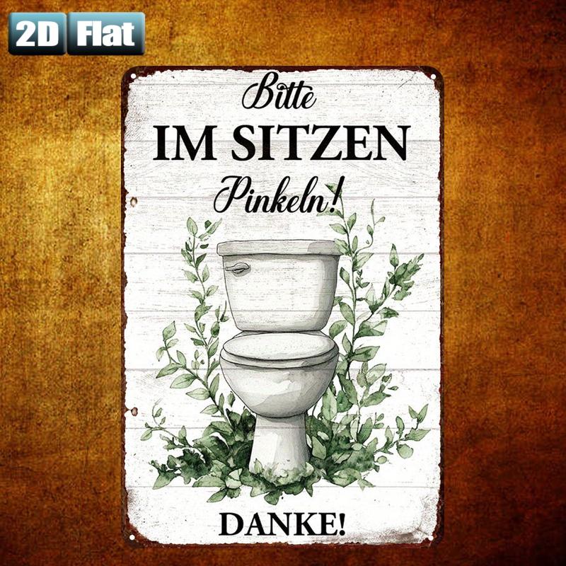 Retro metalen bord met de teks - Home Bathroom Rules recensie en prijs