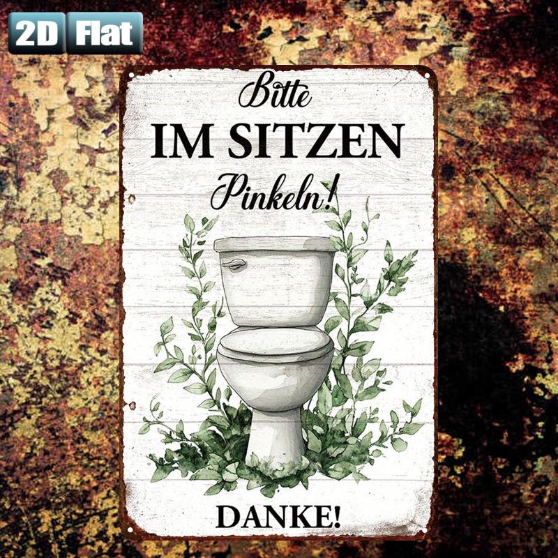 Retro metalen bord met de teks - Home Bathroom Rules recensie en prijs