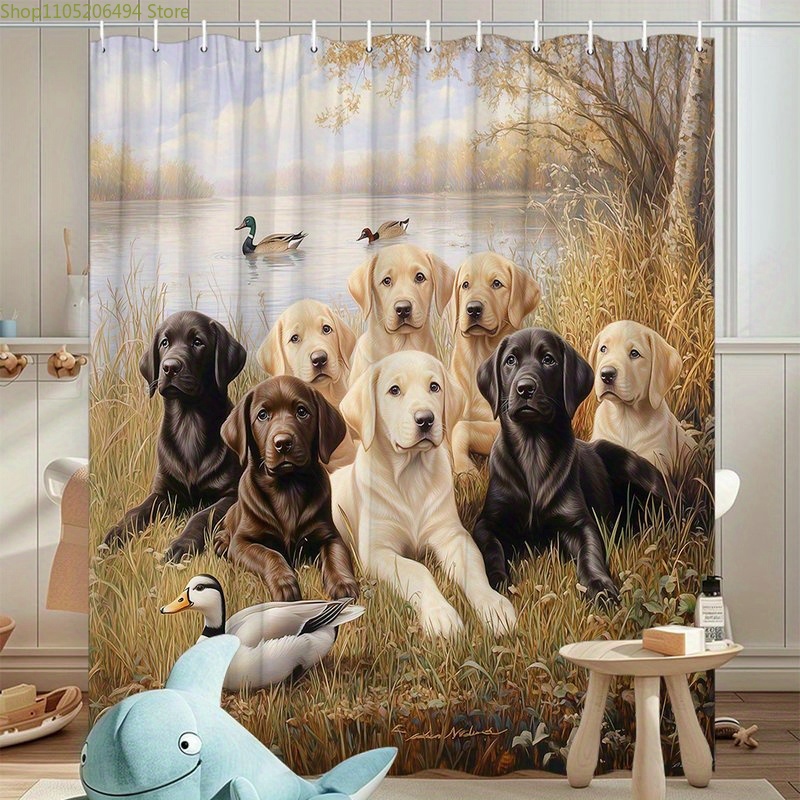 Labrador Dog Family Douchegord - Home Bathroom Design Ideas recensie en prijs