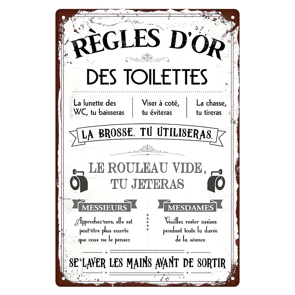 Grappig Frans citaat metalen t - Home Bathroom Rules recensie en prijs